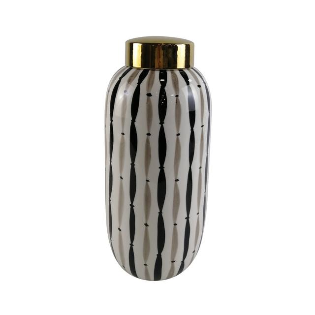 Hutsell Ceramic Ginger Jar with Lid for the Living Room, Modern Home Decor Fairmont Park Size: 38cm H x 17cm W x 17cm D on Productcaster.