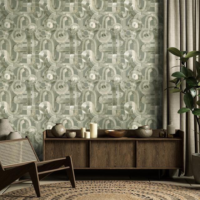 Salt Collection Sheen Finish Penello Brush Dance Design 10.05m x 53cm Wallpaper Roll Galerie Home Colour: Green on Productcaster.