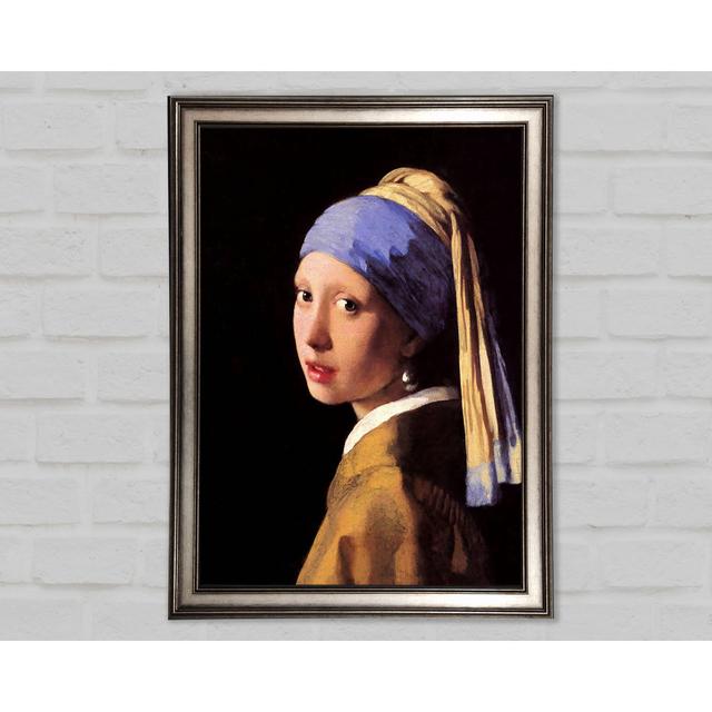 Gerahmter Fotodruck The Girl With The Pearl Earring von Vermeer East Urban Home Größe: 42 cm H x 59,7 cm B x 1,5 cm T, Format: Poster mit metallgrauem on Productcaster.