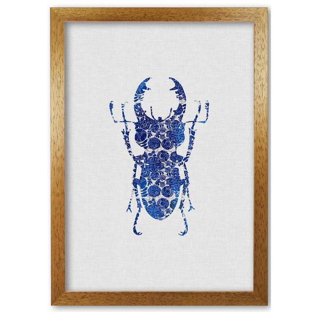 Blue Beetle III - Graphic Art Print on Paper East Urban Home Format: Honey Oak Frame, Size: 42 cm H x 30 cm W x 5 cm D on Productcaster.