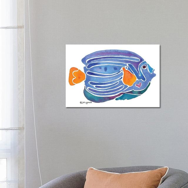 Fish Blue Yellow Tail by Jo Lynch - Wrapped Canvas Print House of Hampton Size: 45.72cm H x 66.04cm W x 3.81cm D on Productcaster.