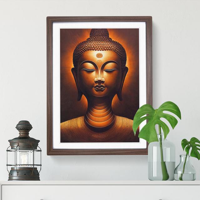 A Peaceful Buddha - Picture Frame Graphic Art Latitude Vive Size: 64cm H x 46cm W x 2cm D, Frame Colour: Walnut on Productcaster.