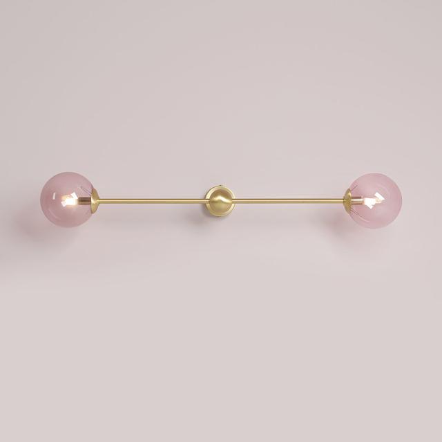 Hejira Steel Flush Mounted Sconce George Oliver Fixture Finish: brass, Size: 14cm H x 89cm W x 22cm D, Shade Colour: Pink on Productcaster.