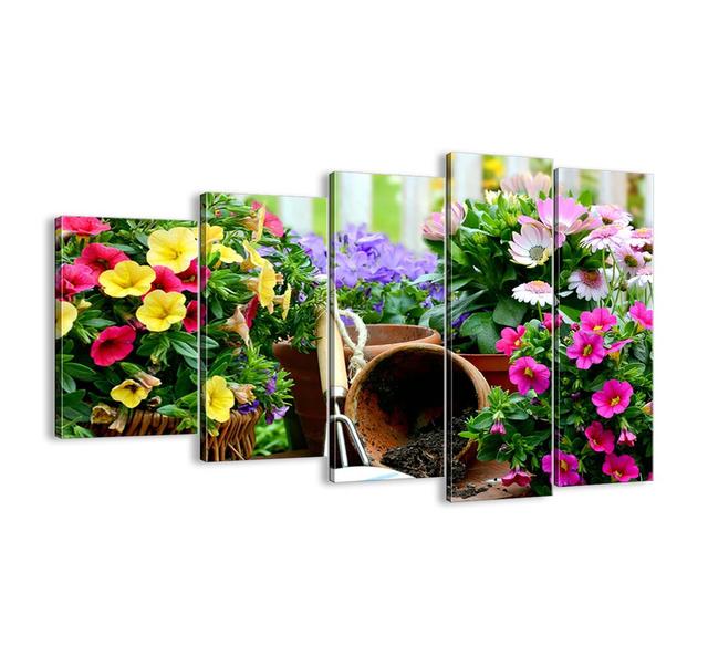 'Zosia's Garden' - 5 Piece Unframed Photograph Print Set on Canvas Ebern Designs Size: 100cm H x 150cm W x 1.8cm D on Productcaster.