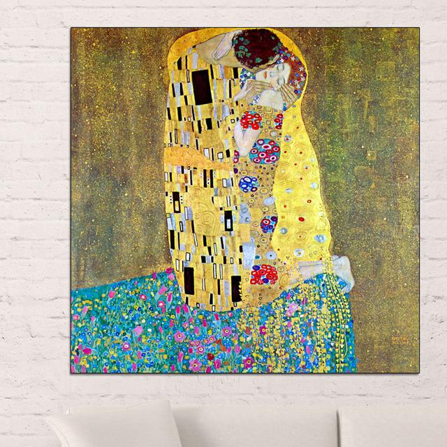 'The Kiss 2' by Gustav Klimt Painting Print East Urban Home Size: 100cm H x 100cm W x 1.8cm D on Productcaster.