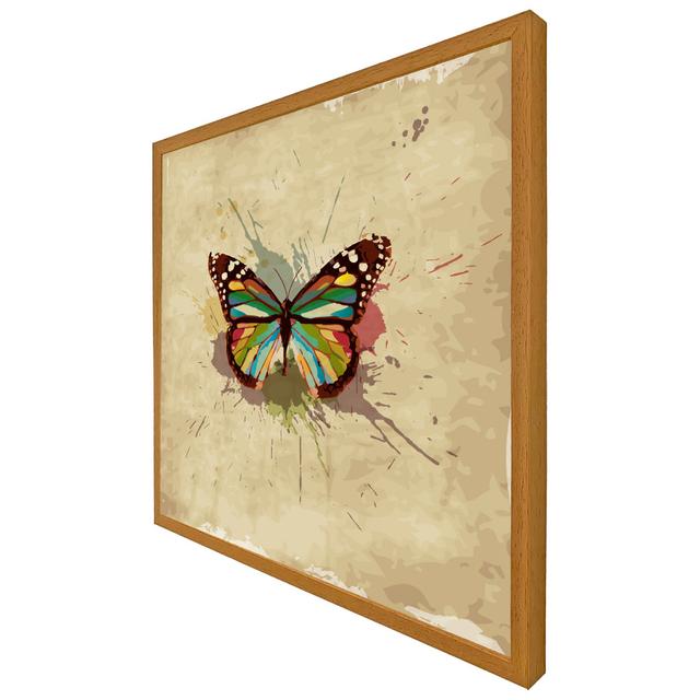 Townsey Butterfly & Paint Splats - Single Picture Frame Art Prints Brambly Cottage Size: 76cm H x 76cm W x 4cm D, Frame Colour: Oak Framed on Productcaster.