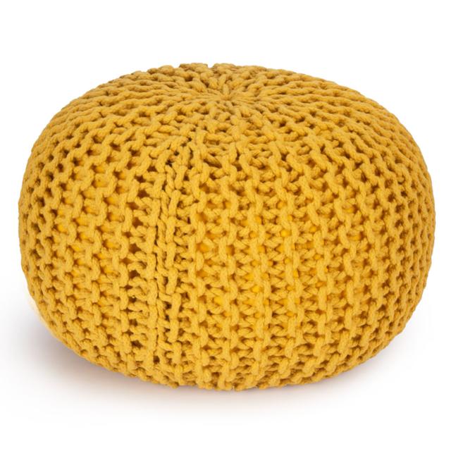 Nigella 50cm Wide Round Pouffe Ottoman Brambly Cottage Upholstery Colour: Yellow on Productcaster.