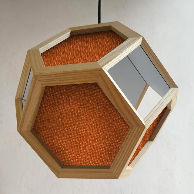 Ganimede Fabric 1-Light Truncated Octahedron Pendant Lamp Corrigan Studio Shade Colour: Light Oak/Orange on Productcaster.