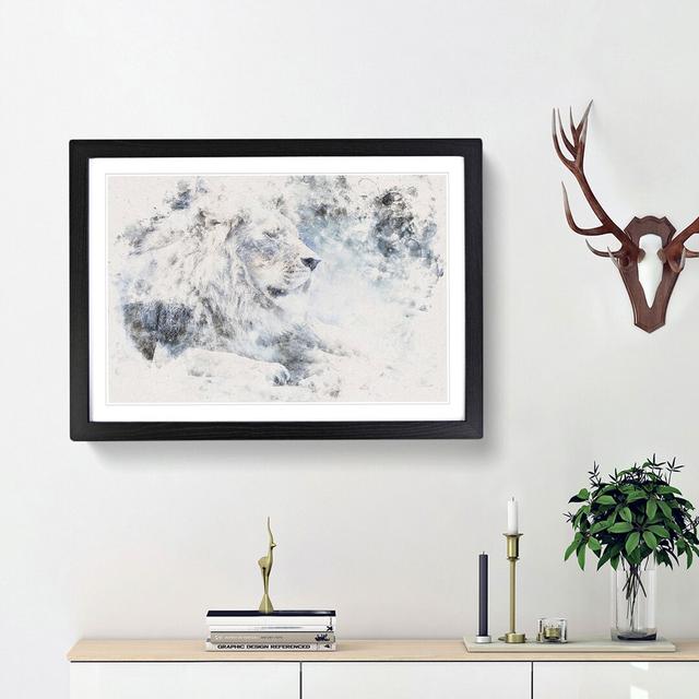 Beautiful Lion Watercolour - Picture Frame Graphic Art Print East Urban Home Size: 62cm H x 87cm W x 2cm D, Frame Option: Black Framed on Productcaster.