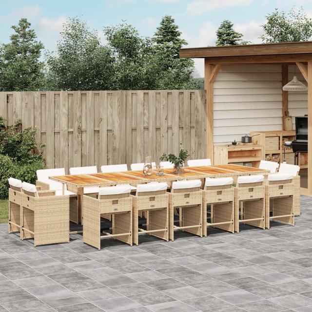 Vidaxl 17-Tlg. Garten-Essgruppe Mit Kissen Beige Poly Rattan ClassicLiving Farbe (Rahmen): Beige, Farbe (Kissen): Beige on Productcaster.