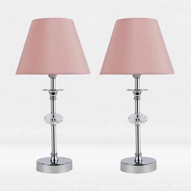 Larrison 38Cm Table Lamp (Set of 2) Mercer41 Base Colour: Polished Chrome, Shade Colour: Blush Pink on Productcaster.