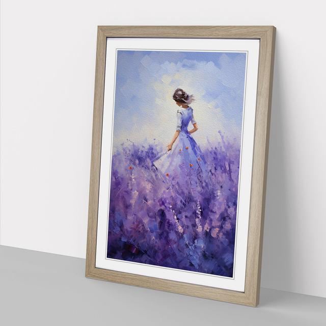 Lavender Flower Impressionism - Print Marlow Home Co. Frame Colour: Oak , Size: 34cm H x 25cm W x 2cm D on Productcaster.