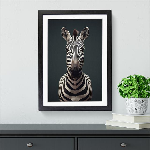 Zebra Minimalism No.3 - Single Picture Frame Print on Wood World Menagerie Frame Colour: Black, Size: 64cm H x 46cm W x 2cm D on Productcaster.