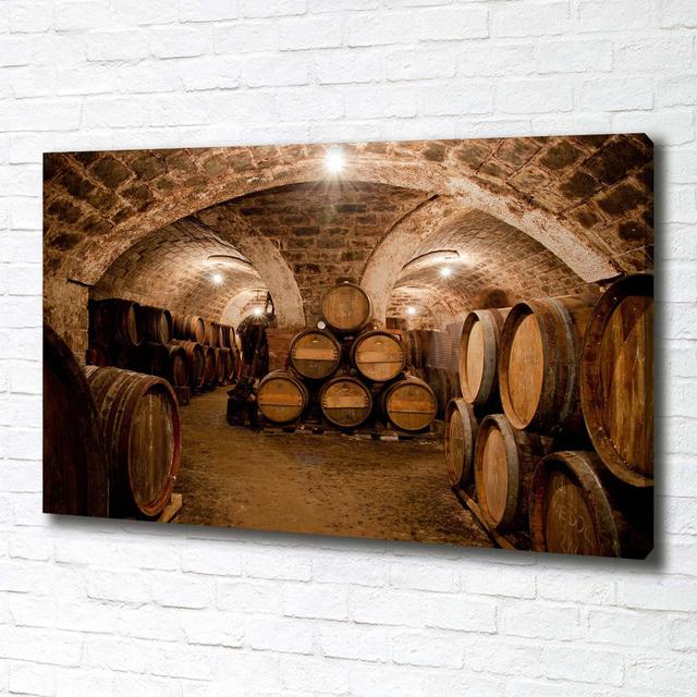 Barrels in the Vineyard - Wrapped Canvas Art Prints Brayden Studio on Productcaster.