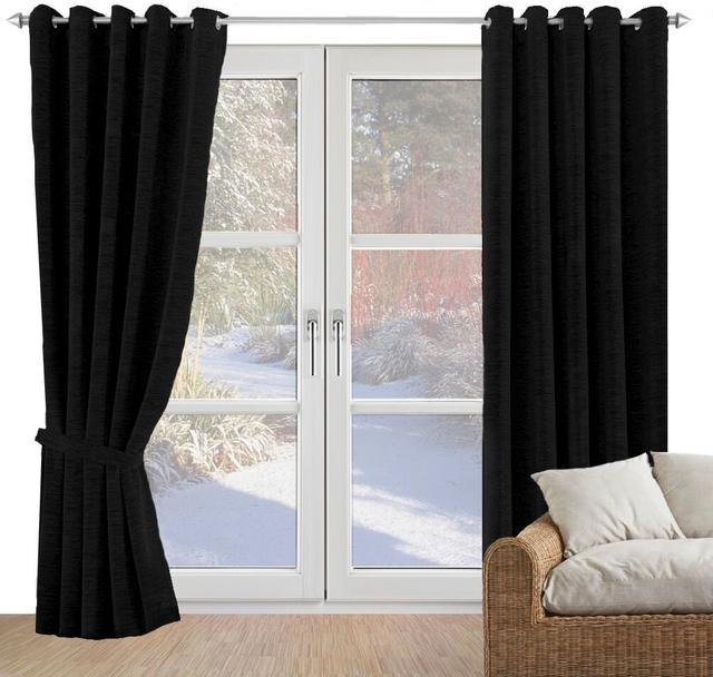 Gracierose Eyelet Room Darkening Curtain Ebern Designs Size: 132cm H x 180cm W, Colour: Black on Productcaster.