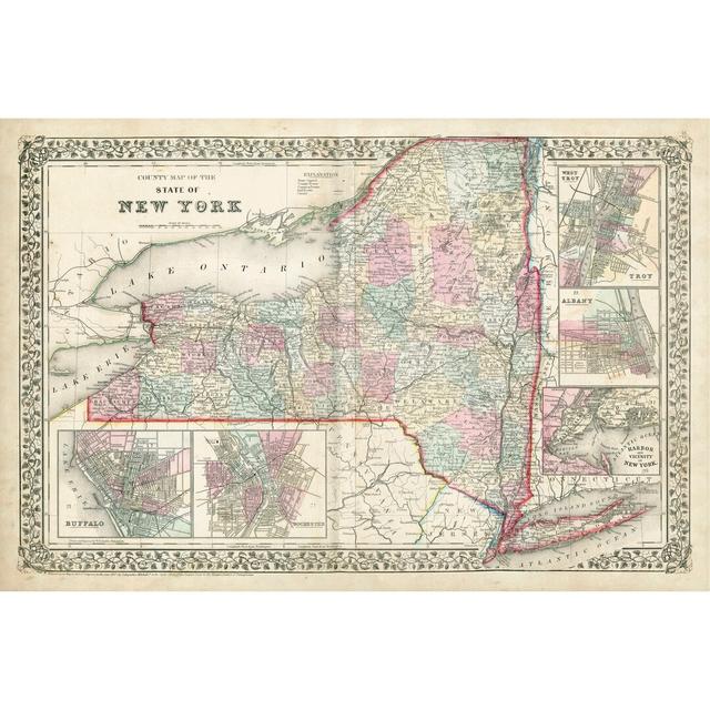 Johnson's Map Of New York Maturi Size: 81cm H x 122cm W on Productcaster.