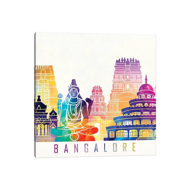 Bangalore Landmarks Watercolour by Paul Rommer - Wrapped Canvas Graphic Art Latitude Run Size: 45.72cm H x 45.72cm W 1.9cm D on Productcaster.