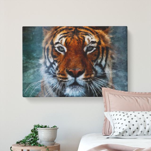 Tiger In The Blue Painting - Wrapped Canvas Painting East Urban Home Size: 60cm H x 91cm W x 3cm D on Productcaster.