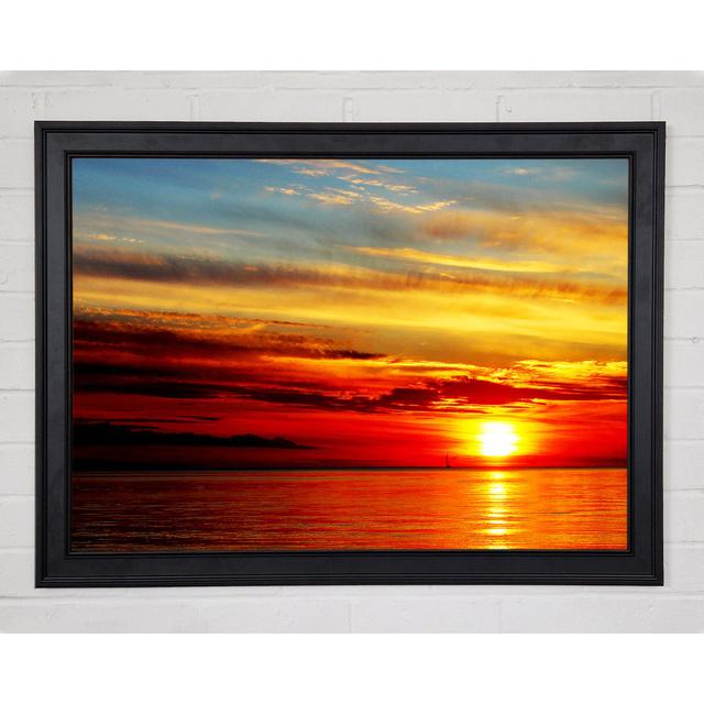 Distant Ocean Sailboat Sunset Framed Print 9556 Highland Dunes Size: 29.7cm H x 42cm W x 1.5cm D on Productcaster.