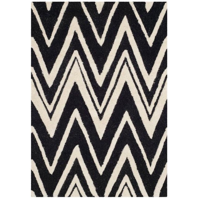 Stephen Hand Tufted Wool Black/Ivory Rug Ebern Designs Rug Size: Rectangle 60 x 91cm on Productcaster.