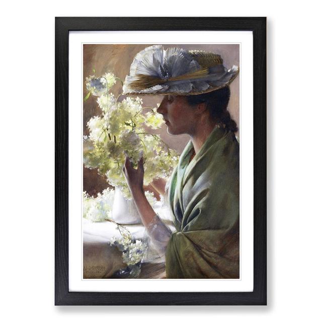 Lady with a Bouquet by Charles Curran - Picture Frame Painting East Urban Home Size: 48cm H x 36cm W x 2cm D, Frame Option: Black Framed on Productcaster.