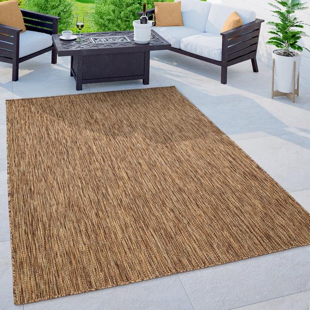 Mountville Balcony Terrace Kitchen Mottled Flatweave Brown Rug Three Posts Rug Size: Round 200cm on Productcaster.