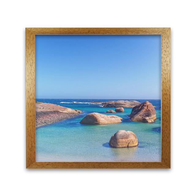 'Elephant Cove 1' by Nur Mut - Picture Frame Photograph Print on Paper House of Hampton Size: 50 cm H x 50 cm W, Frame Options: Honey Oak on Productcaster.