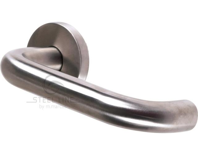 Steel Line U Shape Lever On Rose Door Handle (Set of 2) Heritage Brass Finish: Satin Steel on Productcaster.