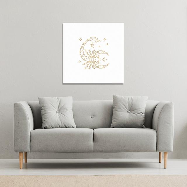 Zodiac Scorpio Horoscope In Gold & White Designer Canvas Happy Larry Size: 46cm H x 46cm W on Productcaster.