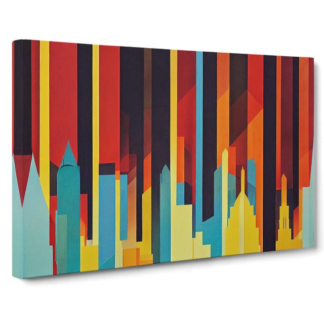 Splendid Abstract City Skyline - Wrapped Canvas Print Latitude Run Size: 40cm H x 60cm W x 3cm D on Productcaster.