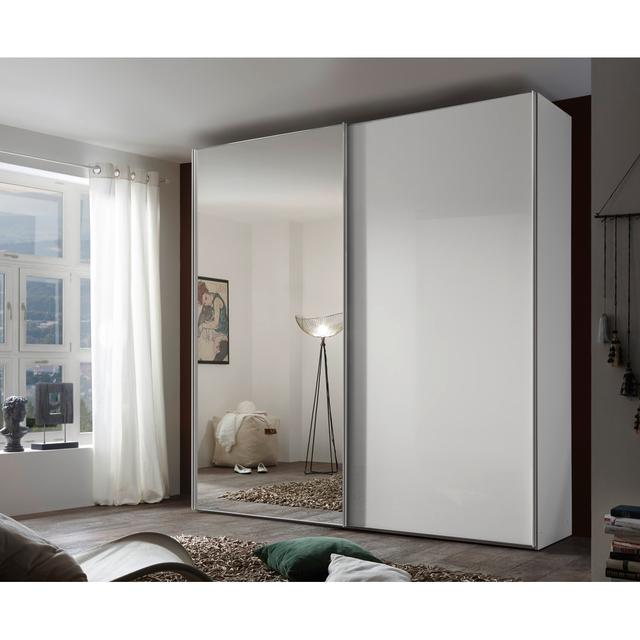 Schwebetürenschrank Sonate Rome Staud Ausführung: Alpinweißes Glas/Weiß, Größe: 222 cm H x 200 cm B x 68 cm T, Innen-Option: Premium on Productcaster.