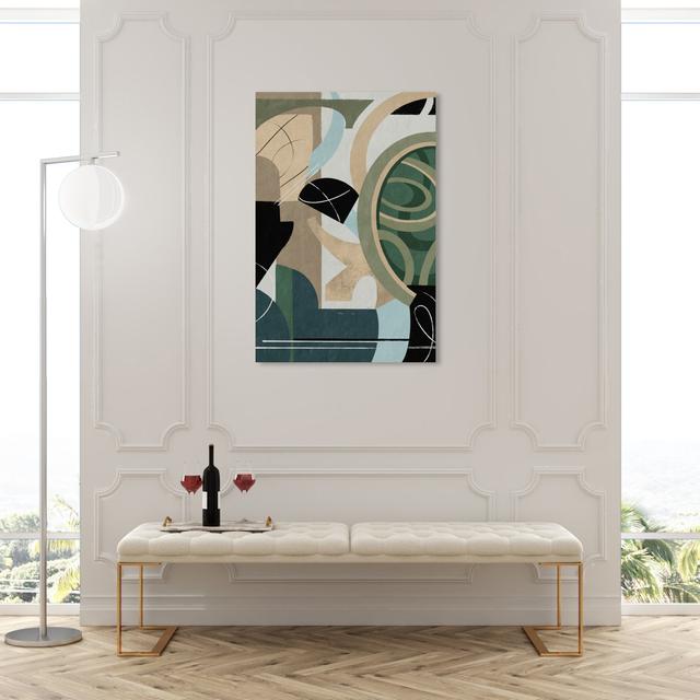 Abstract Geometric Cubist Texture, Modern Green And White Canvas Wall Art Print For Living Room Oliver Gal Format: Wrapped Canvas, Size: 114.3cm H x 7 on Productcaster.