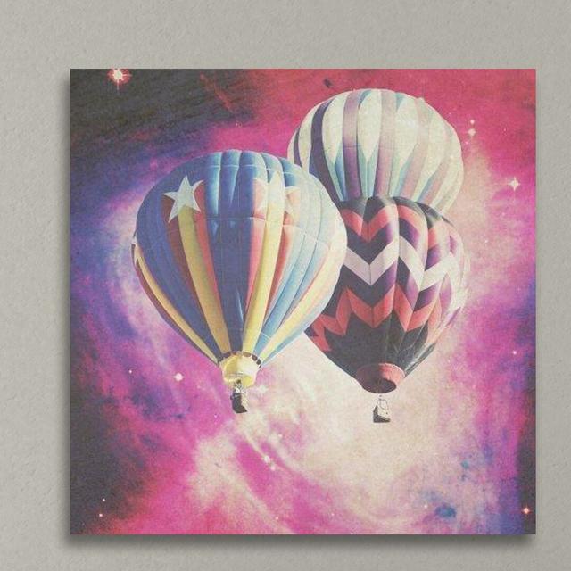 Balloons in Space by Ashley Davis - Wrapped Canvas Graphic Art Print East Urban Home Size: 46cm H x 46cm W x 4cm D on Productcaster.