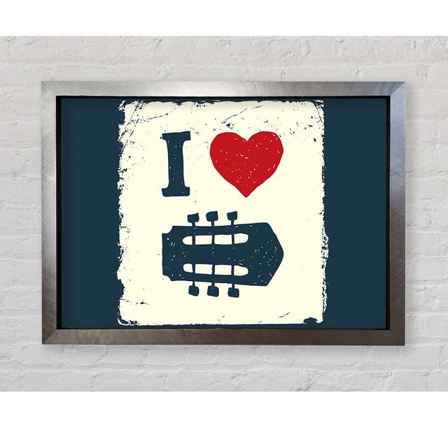 I Love Guitar Gerahmter Druck Ophelia & Co. Format: Poster mit goldenem Rahmen, Größe: 100cm H x 141,4cm B x 3,4cm T on Productcaster.