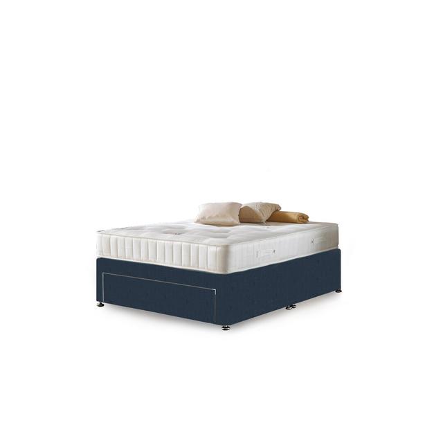 Asia Coilsprung Divan Bed Fairmont Park Storage Type: 2 Drawers, Colour: Midnight Blue Linen, Size: Kingsize on Productcaster.