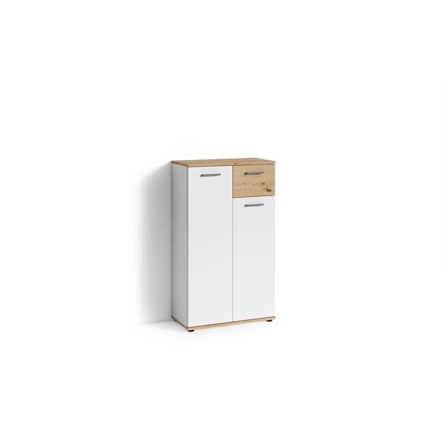 Tarik 15 Pair Shoe Storage Cabinet Hashtag Home Finish: White/Oak on Productcaster.