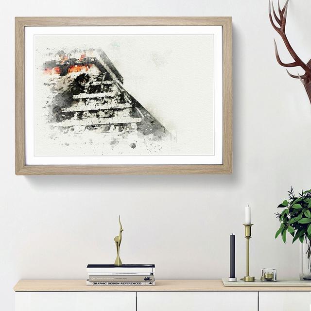 Mayan Pyramids of Chichen Itza in Abstract - Picture Frame Graphic Art Print East Urban Home Frame Option: Oak Framed, Size: 48cm H x 65cm W x 2cm D on Productcaster.