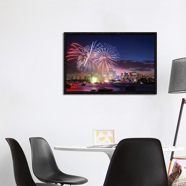 Sydney Fireworks I by Matteo Colombo - Gallery-Wrapped Canvas Giclée on Canvas 17 Stories Format: Black Framed, Size: 66.04cm H x 101.6cm W x 3.81cm D on Productcaster.