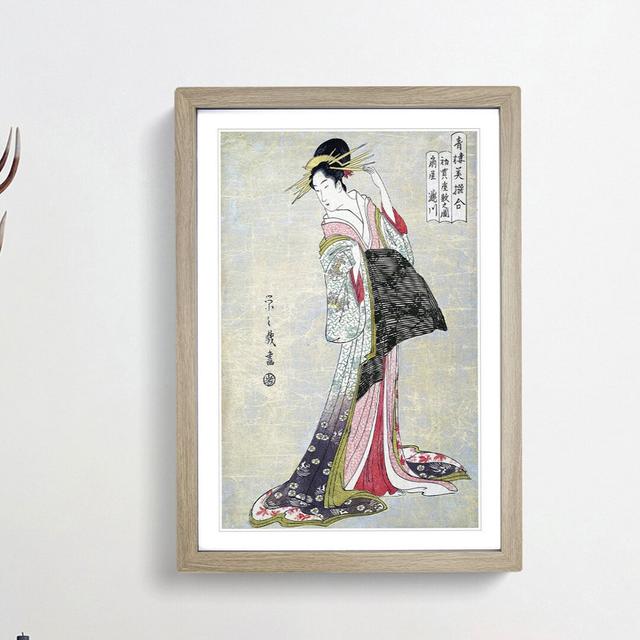 Takigawa of the Ogiya Brothel by Chobunsai Eishi - Picture Frame Art Print East Urban Home Frame Option: Oak Framed, Size: 65cm H x 48cm W x 2cm D on Productcaster.