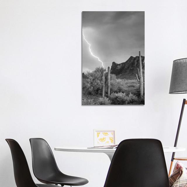 Lightning Over Picacho Peak, Picacho State Park, Arizona - Wrapped Canvas Print Alpen Home Size: 101.6cm H x 66.04cm W x 1.91cm D on Productcaster.