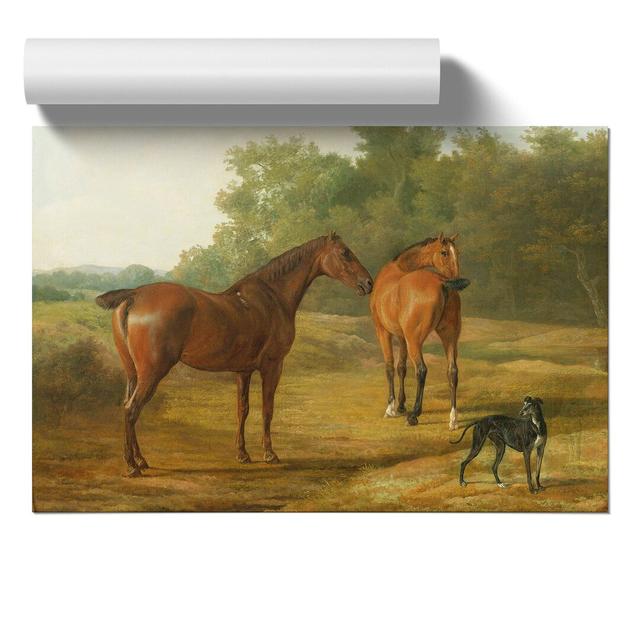 Horses And Hound by Jacques-Laurent Agasse - No Frame Painting East Urban Home Size: 21cm H x 30cm W x 0.1cm D on Productcaster.