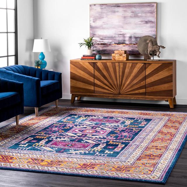 Delilah Southwestern Machine Woven Navy/Brown Area Rug World Menagerie Rug Size: Rectangle 122 x 183cm on Productcaster.