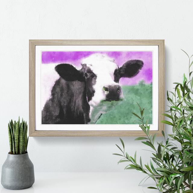 Cow in the Meadow - Picture Frame Graphic Art Print East Urban Home Size: 45cm H x 63cm W x 2cm D, Frame Option: Oak Framed on Productcaster.