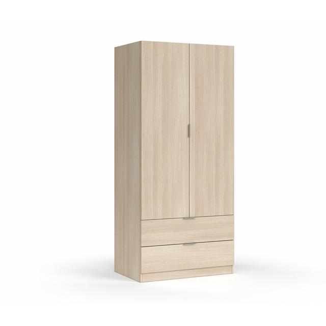 Cloakroom Burbank, Bedroom Wardrobe With 2 Doors And 2 Drawers, Bedroom Furniture With Clothes Rail Zipcode Design Finish: Oak on Productcaster.