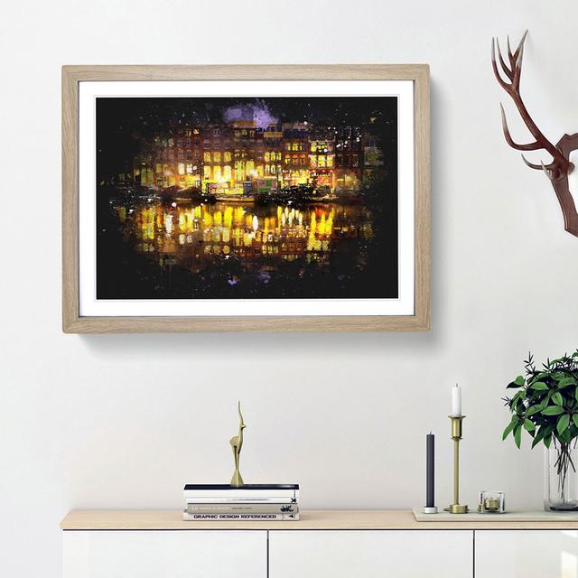 Amsterdam at Night - Picture Frame Graphic Art Print East Urban Home Size: 62cm H x 87cm W x 2cm D, Frame Option: Oak Framed on Productcaster.