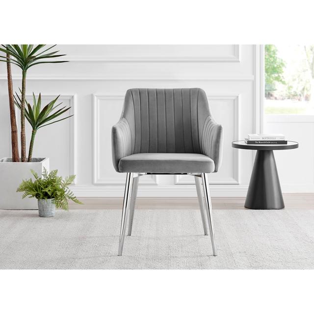 Industrial Design White & Grey Marble Effect Melamine Dining Table Set with 2 Velvet Dining Chairs Canora Grey Colour (Chair): Grey/Silver on Productcaster.