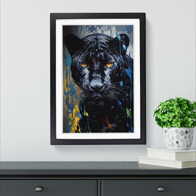 Panther Hard Edge Painting - Single Picture Frame Print on Wood Latitude Vive Size: 46" H x 34" W x 2" D, Format: Black on Productcaster.