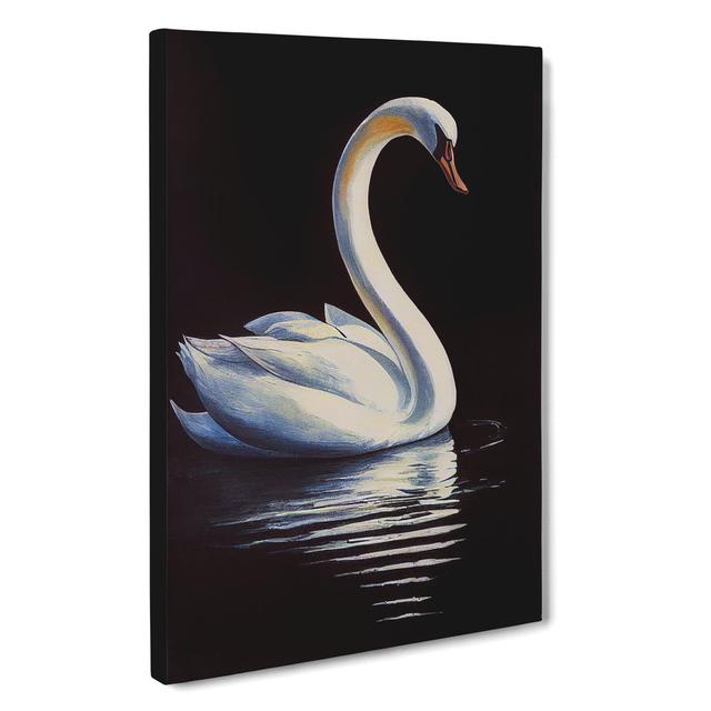 Swan In A Pond No.2 - Wrapped Canvas Painting Rosdorf Park Size: 76cm H x 50cm W x 3cm D on Productcaster.