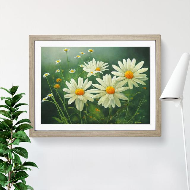 Daisy Flower - Picture Frame Graphic Art Marlow Home Co. Frame Colour: Oak, Size: 25cm H x 34cm W x 2cm D on Productcaster.