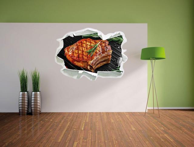 Wandtattoo Leckeres Rumpsteak auf Grill East Urban Home Größe: 67 cm H x 92 cm B x 0,02 cm T on Productcaster.